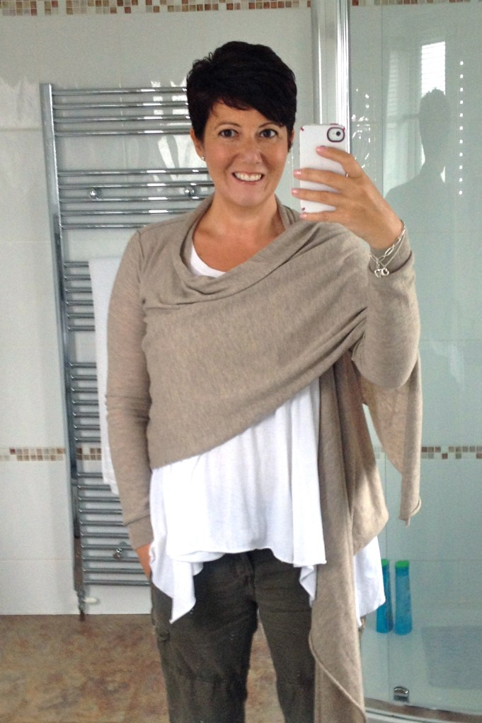 Boston cardigan and Zara cargo trousers