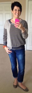 AllSaints Portland jumper, Gap jeans, Tory Burch Eddies
