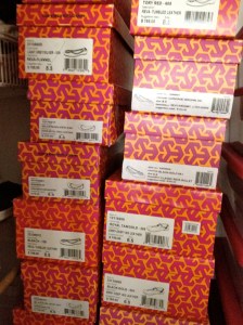 Towering pink and orange boxes