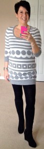 Funky knitted tunic, wedge boots