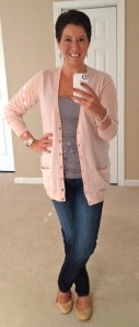Hudson jeans, Boden sparkle pocket cardigan, Tory Burch Eddies