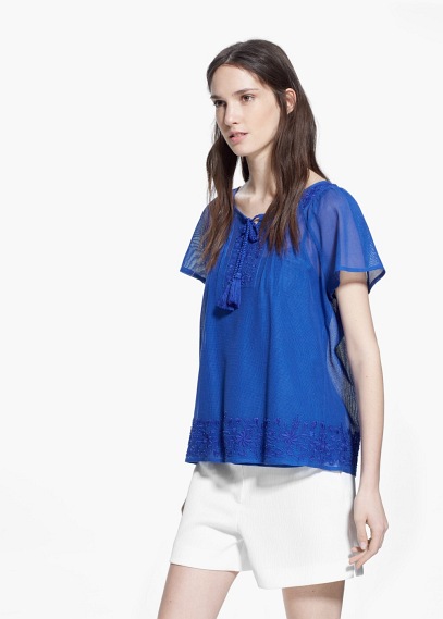 blue embroidered top