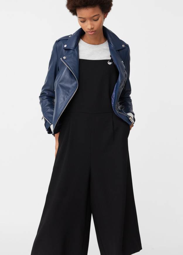 Mango blue leather jacket