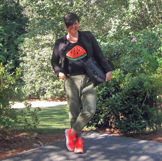 watermelon t-shirt, Nike Air Max, Mansur Gavriel, Cargo pants, Georgia, summer, summer style