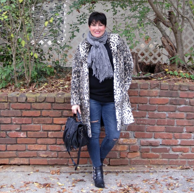 Marks and Spencer leopard print coat and toga pulla boots