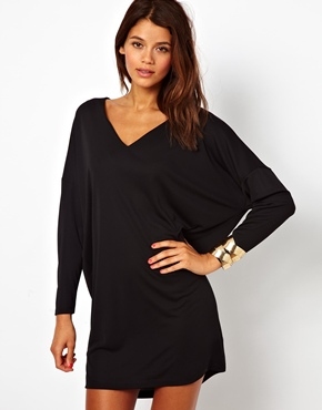 crepe v-neck dress