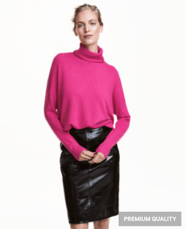 pink cashmere roll neck