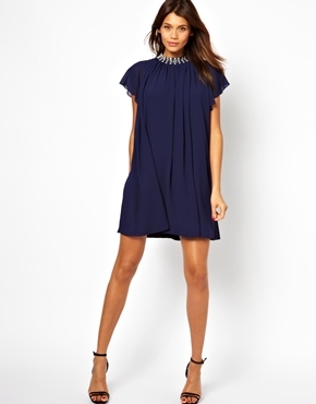 Embellished neck dress