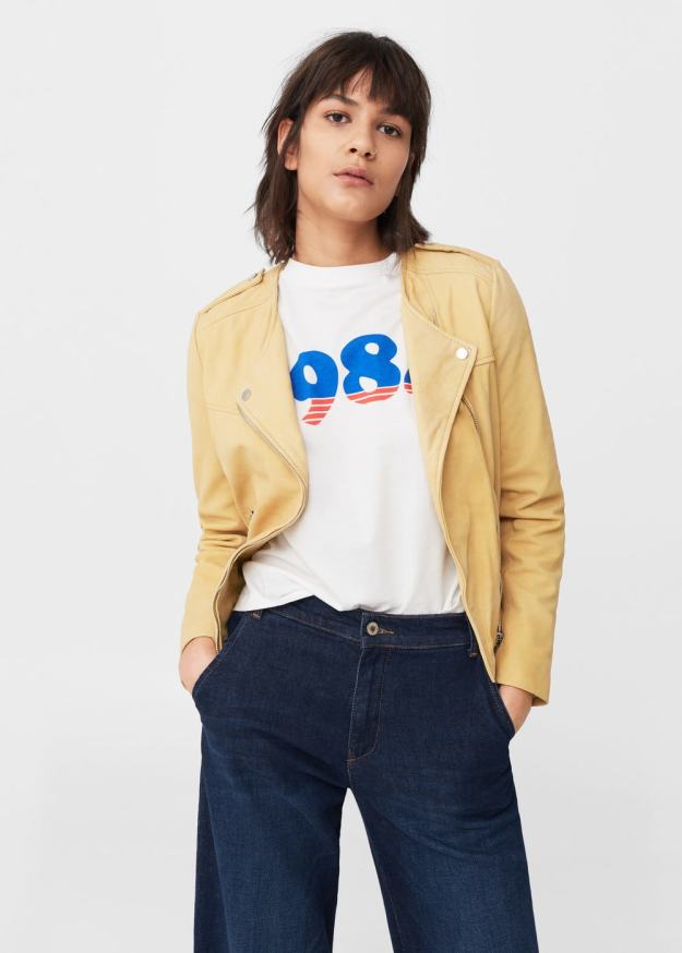 Mango yellow leather jacket