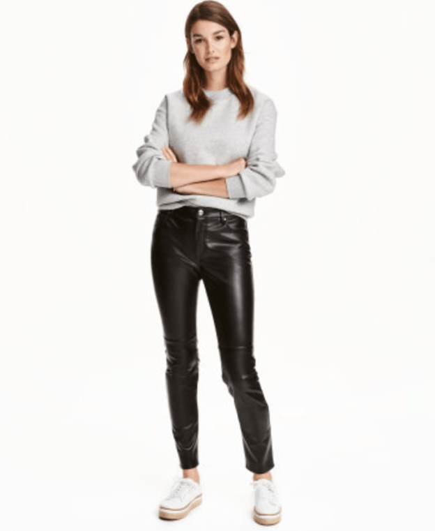 H&M imitation black leather pants