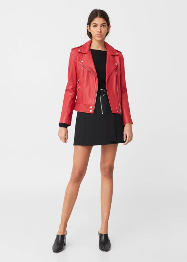 Mango red leather jacket